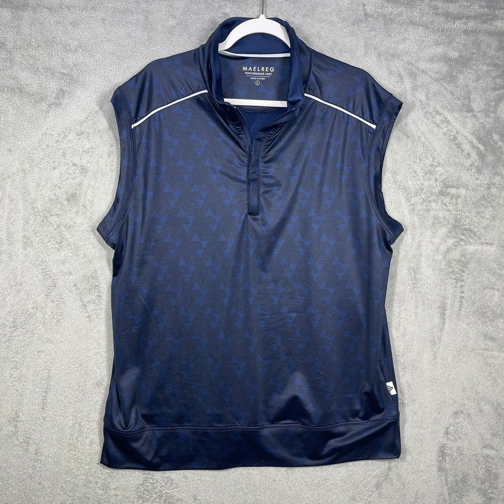 Maelreg Performance Vest Mens L Navy Blue Geometric Quarter Zip Golf Athletic